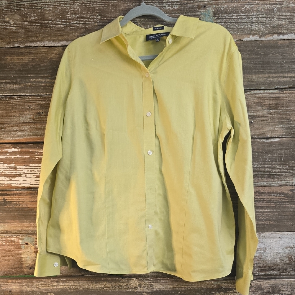 Jones New York Signature Yellow Buttondown Blouse, Plus Size 1X